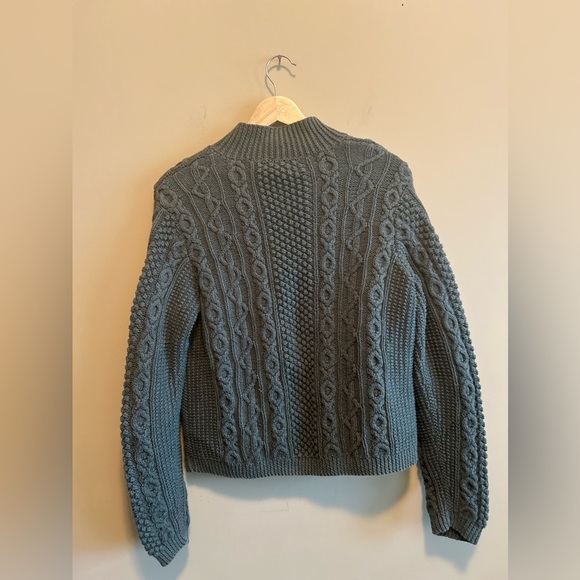 LANDS END | Classic Cable Knit Sweater - Olive Green, Zip-Up, Women’s size MP - Picture 6 of 7